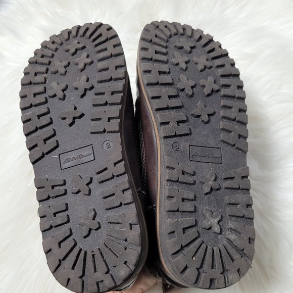 Eddie Bauer Side Zip Boots Lace-Up Brown Classic Casual Preppy Kids Shoes 2 - Picture 5 of 8